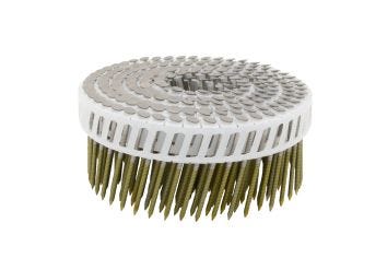 CORUS® 1-3/4" x .090" Ring Shank Stainless Steel 316 Grade 15° Sand Blasted Head Plastic Inserted Coil Nails