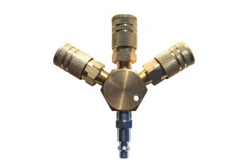 Primefit M1406-5 3-Way Hex Manifold w/3 Couplers, Plug Bulk Bagged